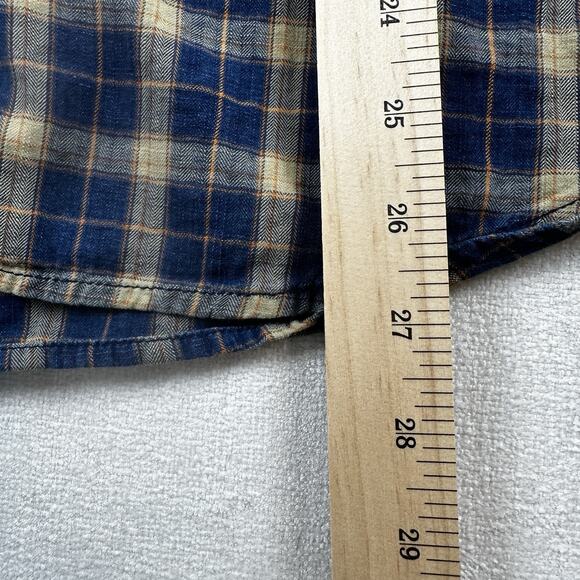 Indian Terrain Vintage Indigo Button Down Shirt Men's‎ small Plaid Slim fit - Picture 6 of 10